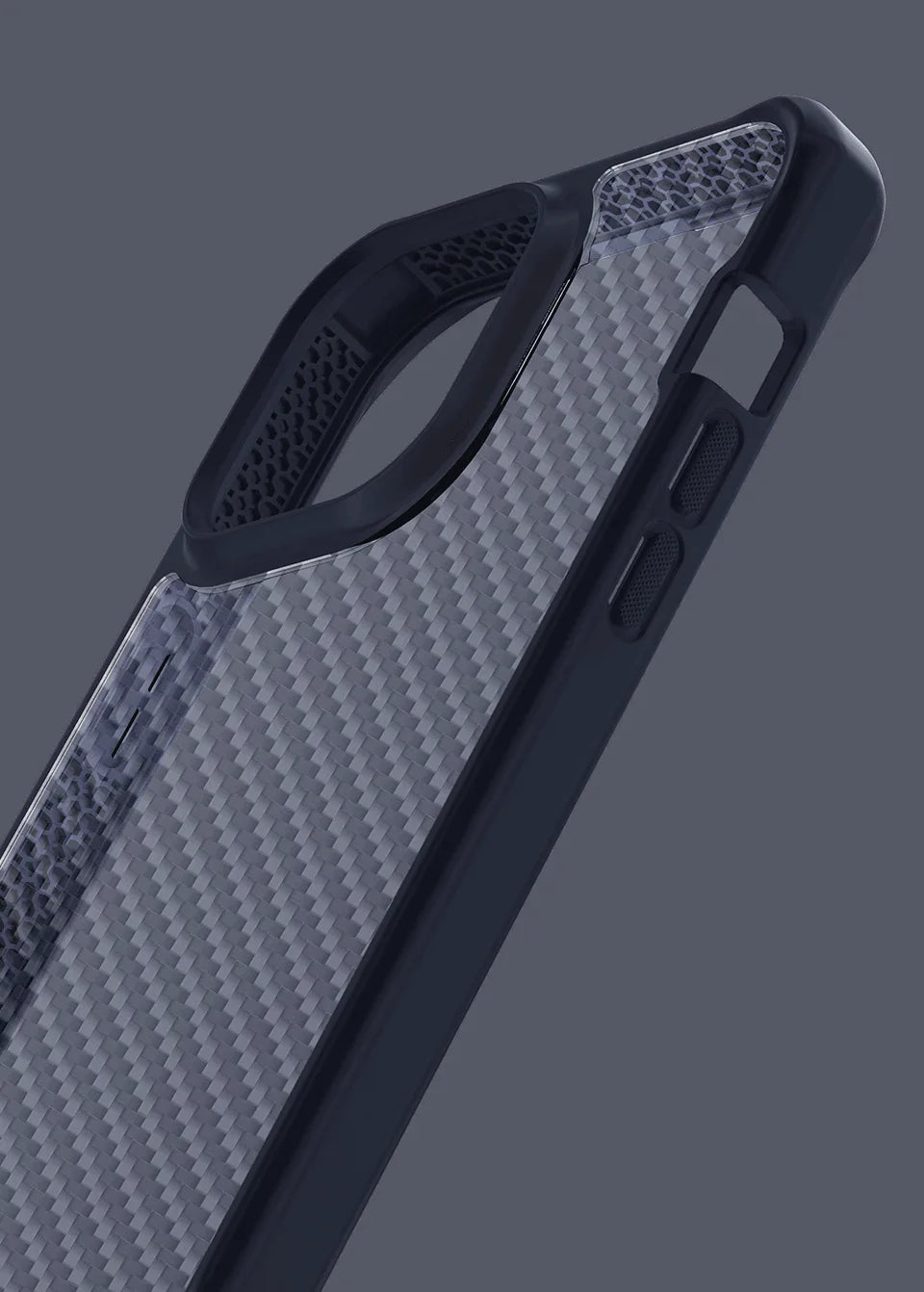 Itskins Hybrid Tek iPhone 14 Pro Max Case - Deep Blue And Transparent - Tashqila Itskins Hybrid Tek iPhone 14 Pro Max Case - Deep Blue And Transparent - Tashqila